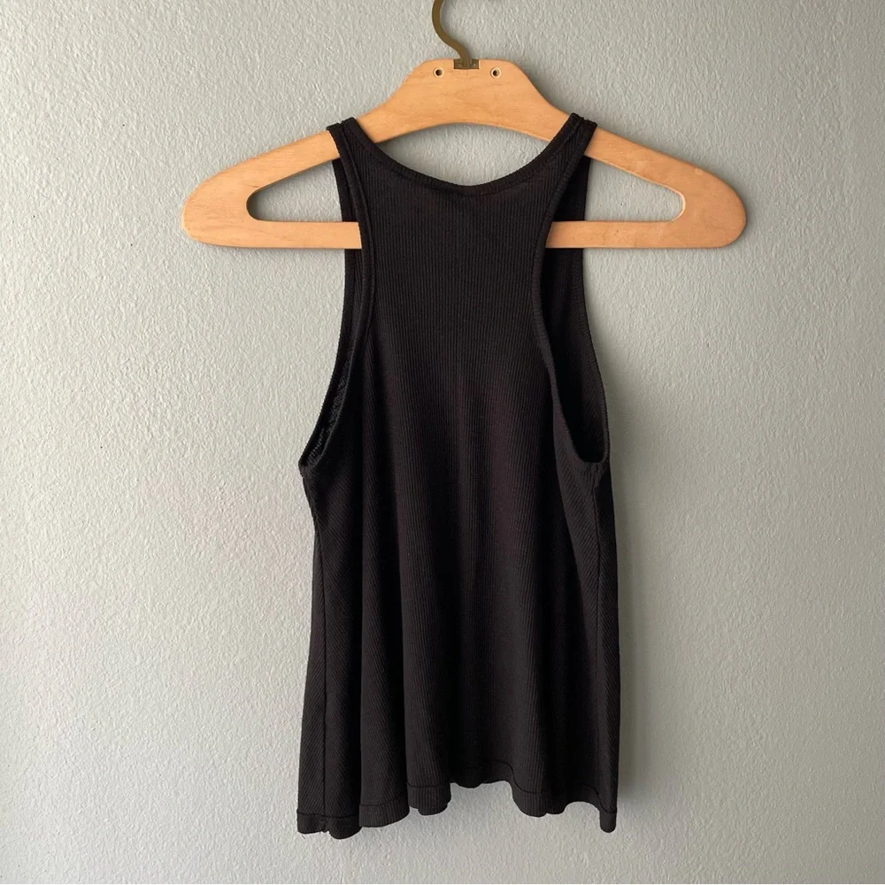 Free People | Black Ribbed Flowy Muscle Tank Top - Picture 2 of 7